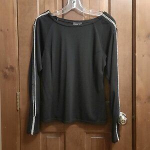 Black Blouse with Open Arms with Rhinestone Diamonds Onyx Nite size M